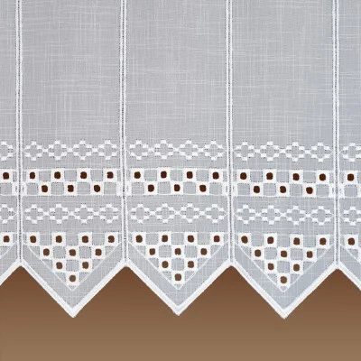 Feenhaus-Spitzengardine Kayla Lochstickerei auf Käseleinen Detail