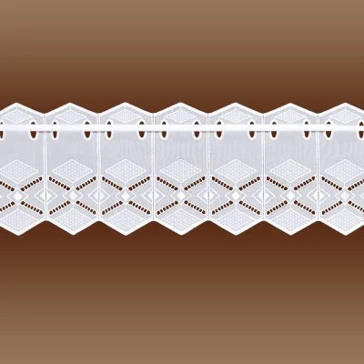 Kurzgardine Cynthia Plauener Spitze Käseleinen kurz