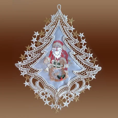 Fensterbild Weihnachtsmann auf Organza