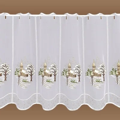 Winter-Scheibengardine Winterkirche zauberhafte Weihnachtsgardine