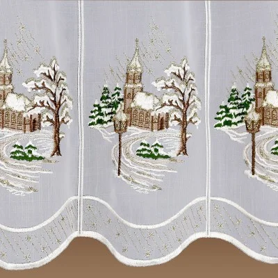 Winter-Scheibengardine Winterkirche zauberhafte Weihnachtsgardine