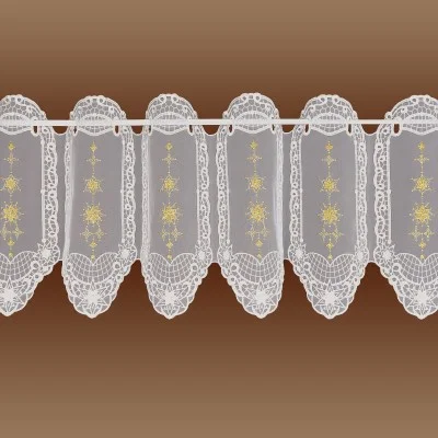 Bestickte Weihnachts-Wintergardine Goldsterne