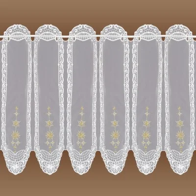 Bestickte Weihnachts-Wintergardine Goldsterne 55 cm