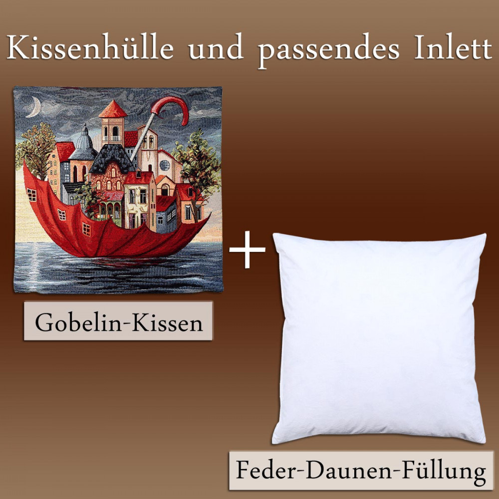 Kissenhülle Zuhause im Andersweltdorf mit passender Feder-Daunenfüllung