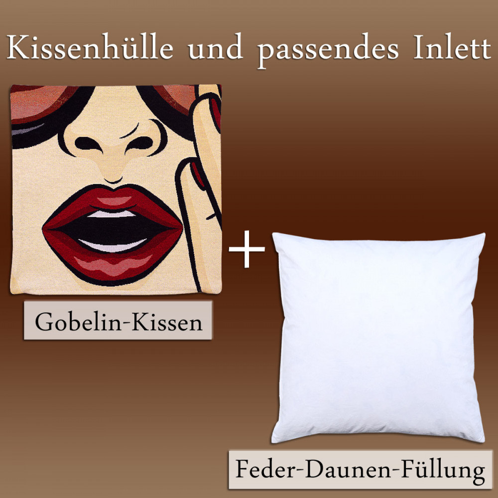 Kissenhülle Pop Kuss mit passender Feder-Daunenfüllung