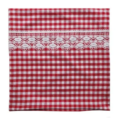 Kissenhülle Helena mit Spitze rot-weiß kariert