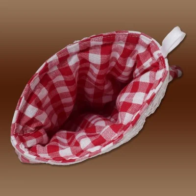 Topfhandschuh rot-weiß-kariert Serie Helena mit Spitze Ofenhandschuh innen